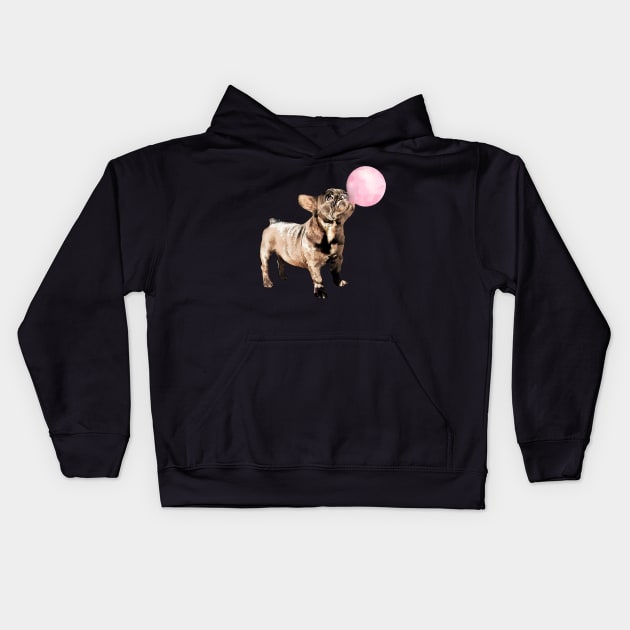 French bulldog funny bubble gum Kids Hoodie by Collagedream